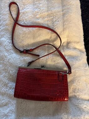 Patricia Nash Red Croc-Embossed Leather Crossbody